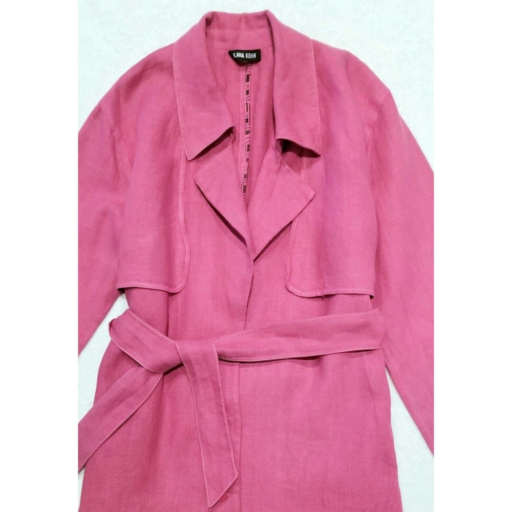 ILANA KOHN "perfect dress up-down" linen trench garmentory pocket jacket $465 S - Picture 4 of 12